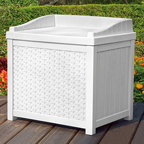 Outdoor Deck Box Wicker Storage Bench Seat 22Gallon Ideal for All