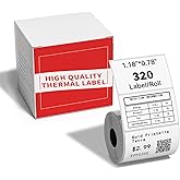 M110 Thermal Labels 1.18"X0.78" (30X20MM), Compatible with Label Maker Machine M100/ M110/ N20/ M220/ /M421/241BT/243BT, Multi-Purpose Adhesive Thermal Labels, Black on White, 320 Labels/Roll