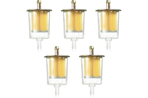 SPURICK 3/8" Fuel Filters, 5Pcs Tractors Fuel Filter for Generator Boat Outboard Riding Mowers Inline Gas Fuel Line Kubota Diesel Mower Cars Trucks Motorcycles RV's Gas Power Engine Fuel Tank Filtering Rust