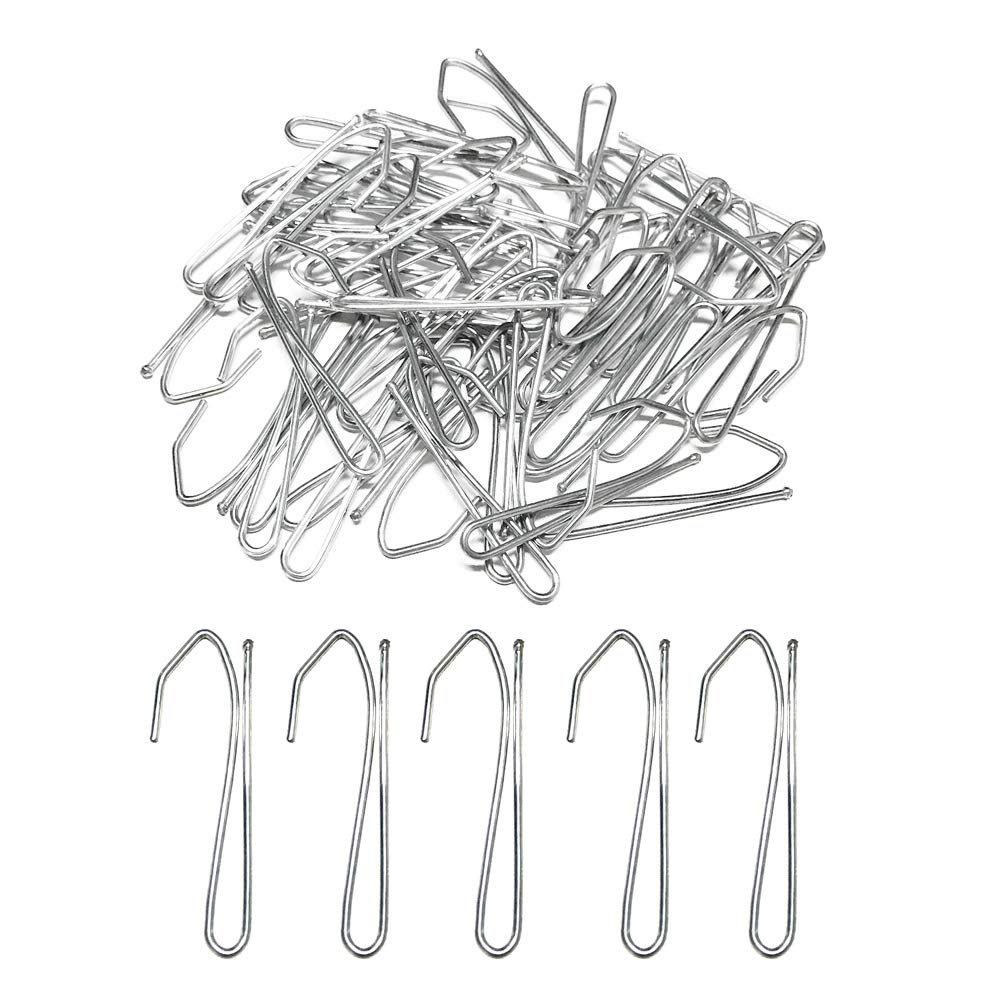 SUNF Curtain Hooks, 50 Pack Metal Single Prongs Pinch Pleat Drapery Pin Hooks for Window Kitchen Bedroom Bathroom Office Door(Silver)