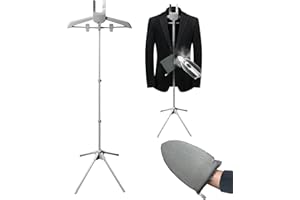 UUFCTY Garment Steamer Hanger with Ironing Glove, Portable Steamer Rack for Clothes, Garment Rack for Steaming Clothes Adjustable Handheld Hanging Ironing Clothes Stand