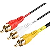 Cmple - 3-Male RCA to 3-Male RCA Composite Video Audio A/V AV Cable Gold Plated - 1.5 Feet