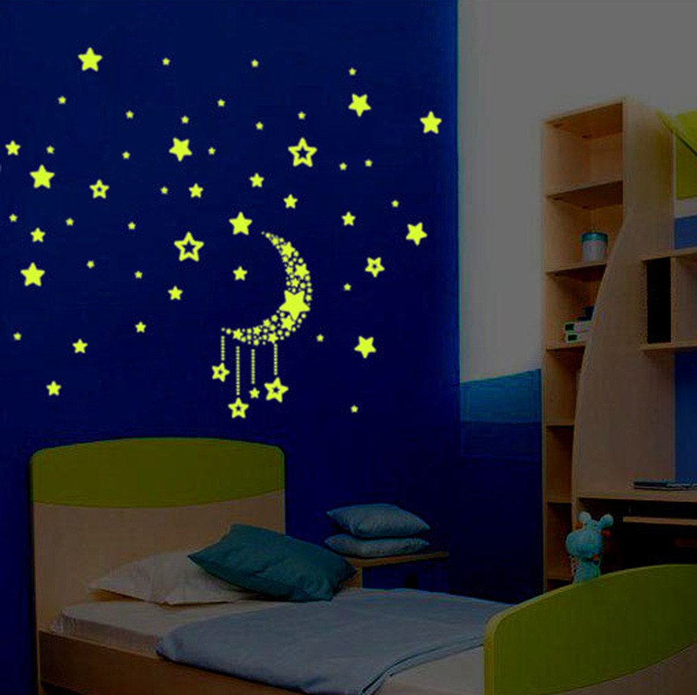 Fluorescent Wall Stickers,Ronamick 100PC DIY Kids Bedroom Fluorescent
