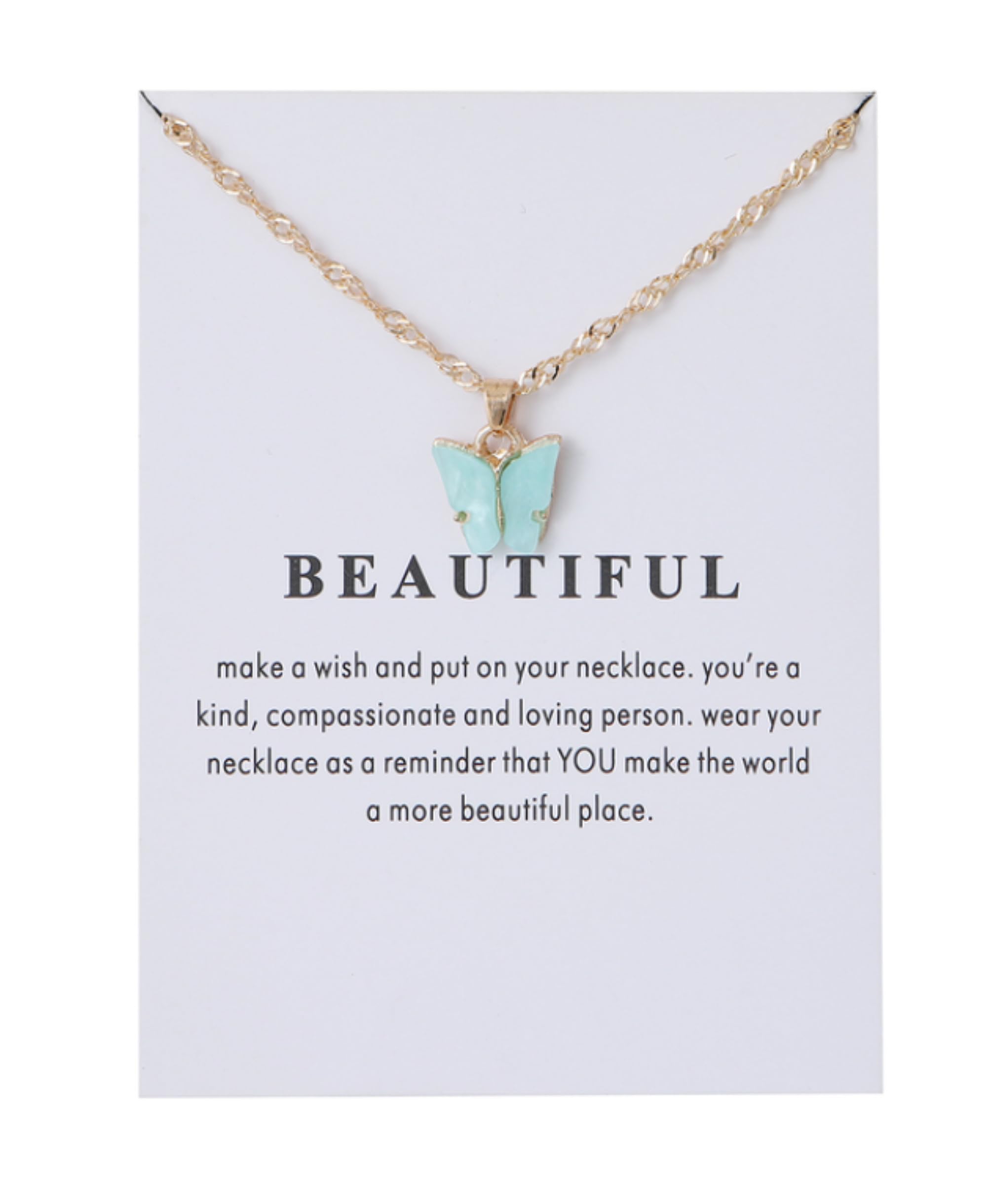 CrownOfRibbons Butterfly Necklace, Summer Jewellery for Her, in an Organza Gift Bag, Birthday, Graduation