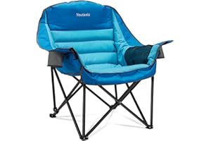 Youtanic Oversized Camping Chair, Portable Folding Camping Chairs with Side Pocket, Cup Holder and Carry Bag, Heavy Duty Outdoor Camping Chairs for Adults, Fishing, Sports, Trip, up to 400lbs, Style 1