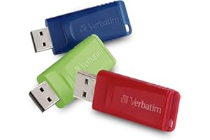 VERBATIM 8GB Store 'n' Go USB Flash Drive - PC/Mac Compatible - 3pk - Red, Green, Blue (98703), 8 GB Pack of 3