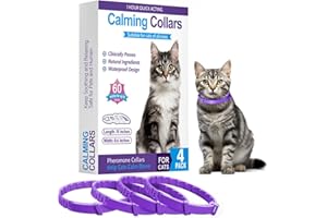 4Pcs Pheromone Calming Collar for Cats, Anxiety Aggression Relief Stress with 30 Days Long-Lasting Effect, 15inch Adjustable 