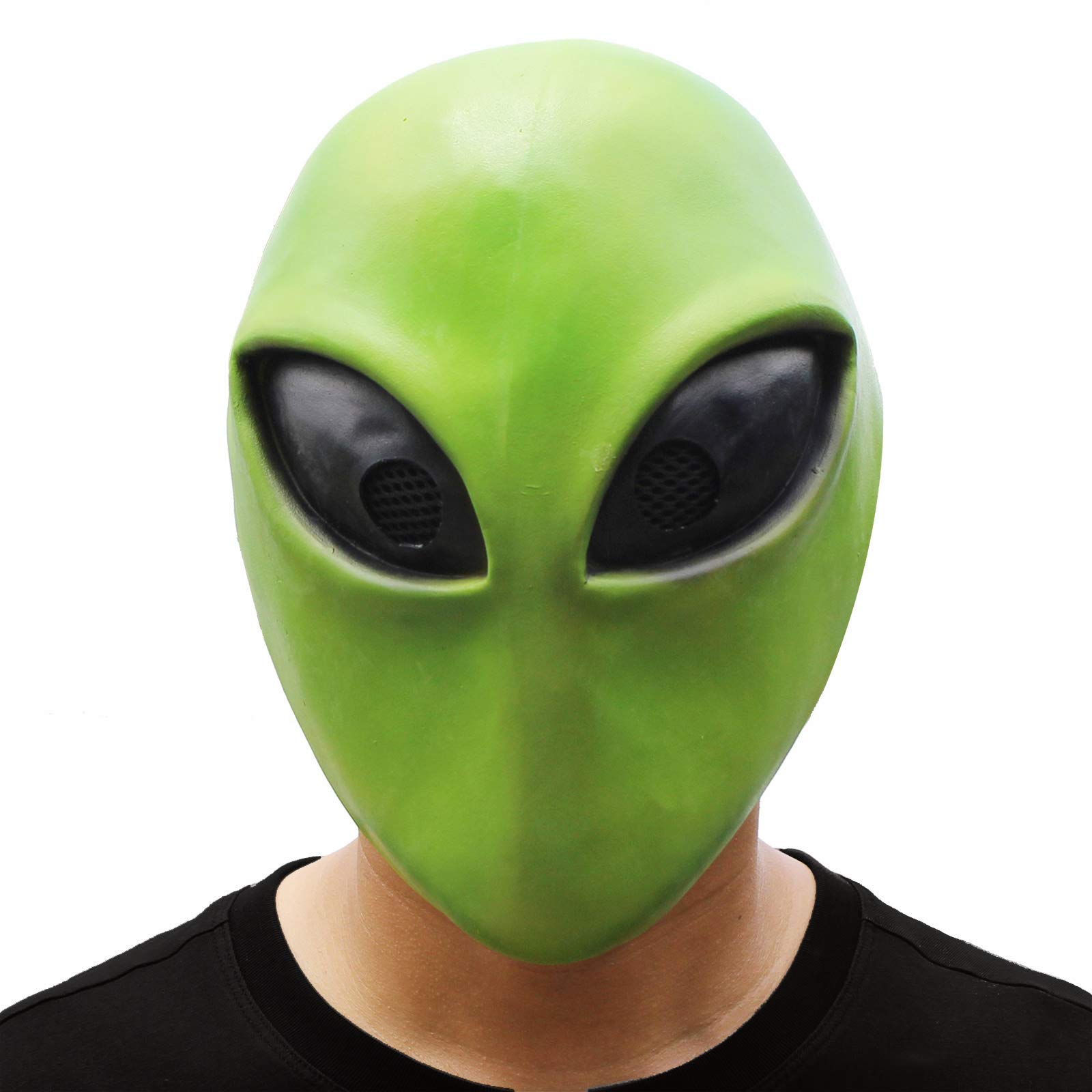 PartyHop Alien Latex Full Head Mask for Halloween Costume Party Carnival Cosplay Area 51 Green Alien Extraterrestrial