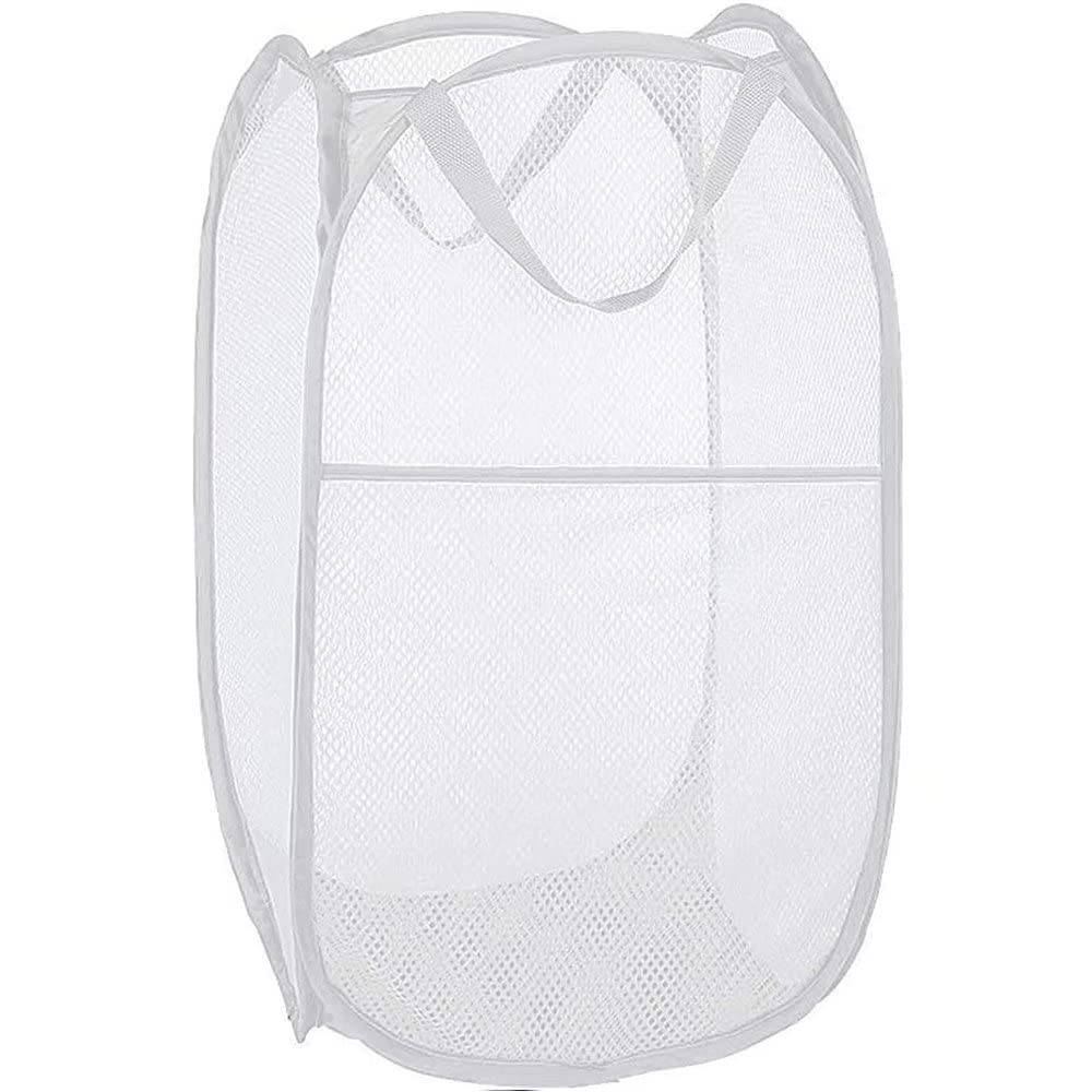 Diggoour 75L Deluxe Strong Mesh Pop up Laundry Hamper Basket with Side Pocket for Laundry Room, Bathroom, Kids Room, College Dorm or Travel(White, 36x36x60cm) — image 1