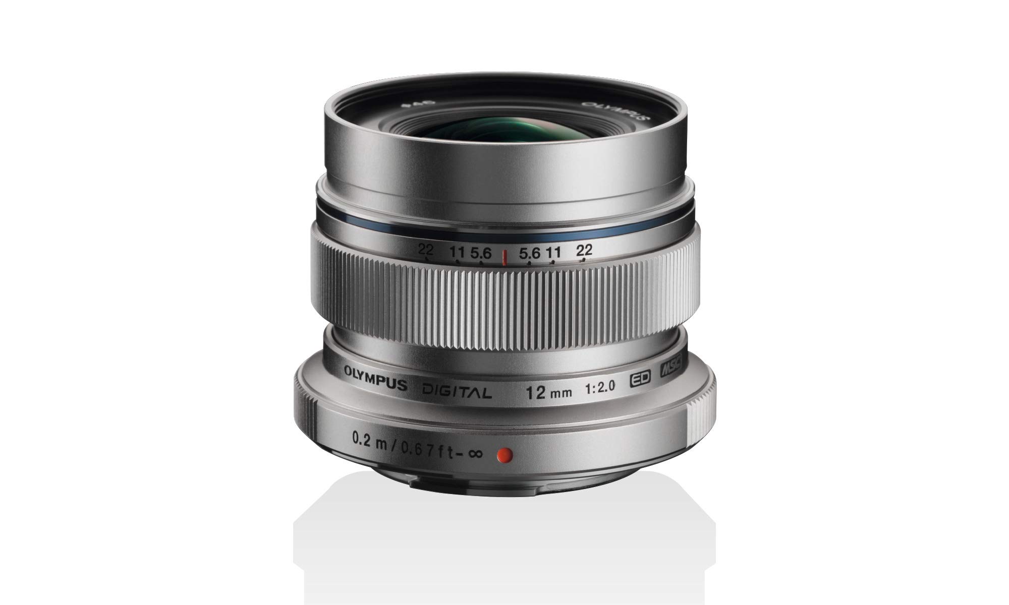 Olympus M.Zuiko Digital ED 12 mm F2.0 Lens, Fast Fixed Focal Length, Suitable for All MFT Cameras (Olympus OM-D & PEN Models, Panasonic G-Series), silver