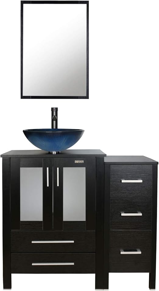 24 Bathroom Vanity Cabinet Sink Combo W Mdf Cabinet Mirror 1 5gpm Faucet Drain