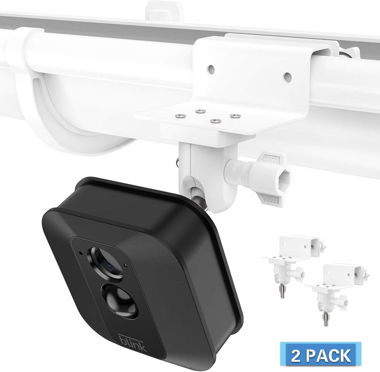 HOLACAAll-New Blink Outdoor Camera Gutter Mount Bracket, Weather Proof Wall Outdoor Mount for Blink XT2/Blink Outdoor 4/ All-New Blink Outdoor/Indoor Smart Security Camera,No Tools(2 Pack, White)
