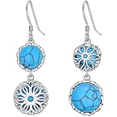 Turquoise Earrings 925 Sterling Silver Turquoise Earrings for Women Unique Asymmetrical Sphere Turquoise Dangle Earrings Turquoise Jewelry Gifts for Her Wife Mom