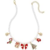 CLASSYZINT Christmas Necklaces for Women Christmas Tree Snowflake Bow Floral Choker Necklace Holiday Party Jewelry