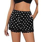 DERAX Women's Polka Dot Pajama Shorts Elastic High Waist Lounge Shorts 2026 Spring Summer Short Pants with Pockets