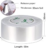 BOMEI PACK Aluminum Foil Tape 50mm x 50m 3 Rolls High Temp Moisture UV Resistant view 2