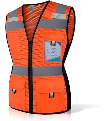 TCCFCCT Safety Vest for Women 11 Pockets Mesh Reflective