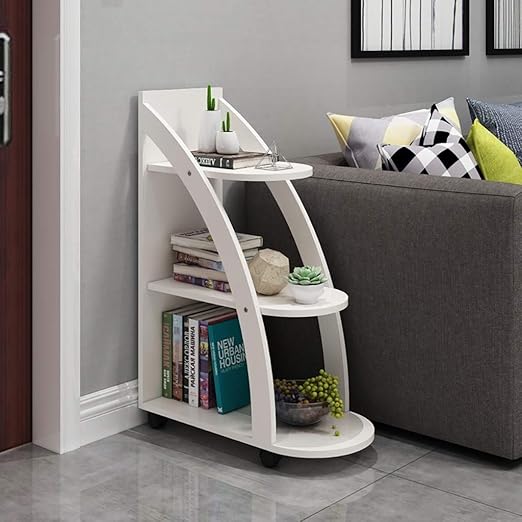 Movable Three Layer Corner Shelf Sofa Side Multi Functional Rack Floor Shelf With Wheels Side End Nightstand Simplistic Narrow Bedside Corner Sofa Table Open Shelf Color White Amazon Ca Home Kitchen