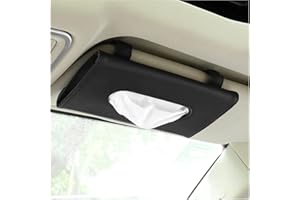 Car Tissue Holder Hanging Car Mask Holder PU Leather Sun Visor Napkin Box Holder with Refill Paper