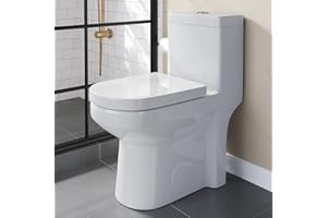 HOROW HT100S Small Toilet 25" L x 13.4" W x 28.4" H One Piece Short Toilet for Compact Bathroom, Tiny Mini Space Saving Toilet with Soft Closing Seat, White Toilet Bowl
