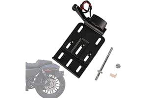 MOCODUO Motorcycle Rear Side License Plate Bracket Holder with LED Light for Harley Sportster XL883, XL1200, Dyna Low Rider FXDLS, Street Bob FXDB 2004-2020 Black