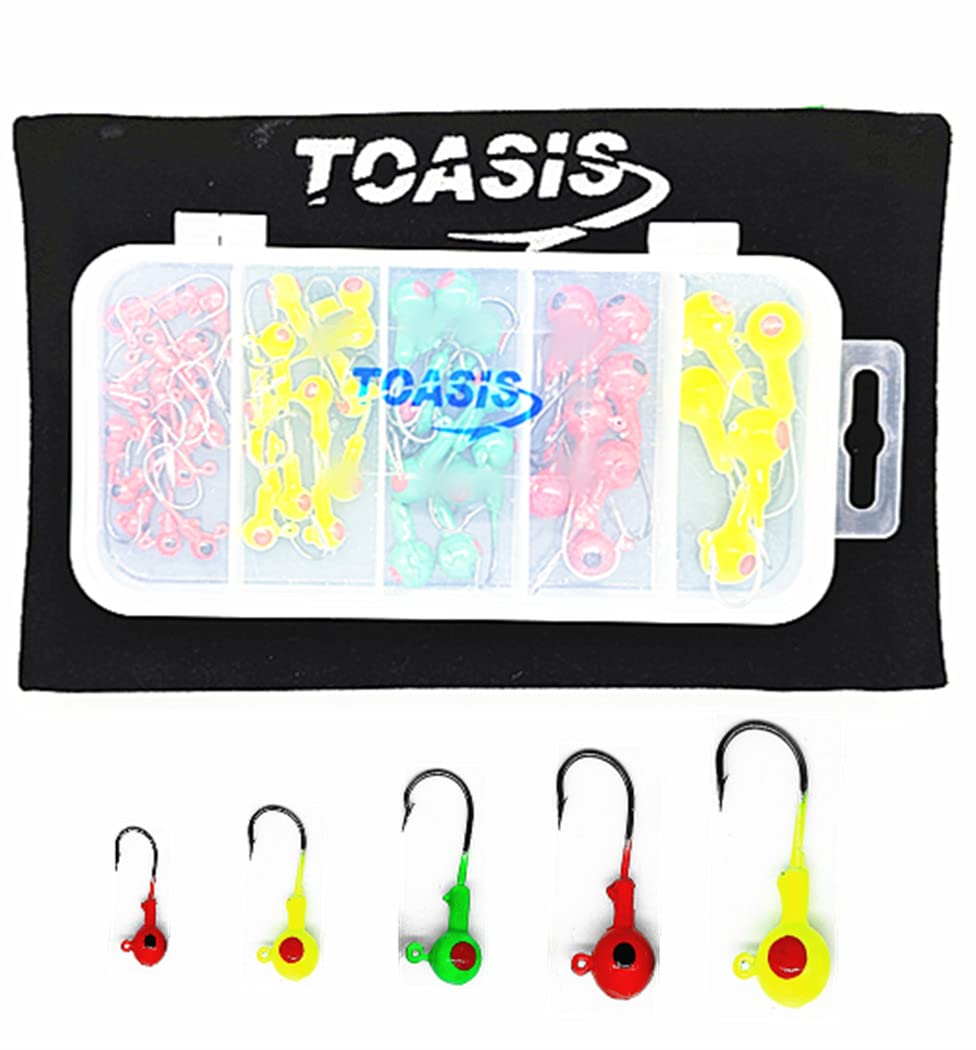 Toasis 50pcs Lot Fishing Lead Round Jig Head Lure Bait Hooks