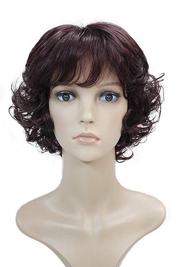 Amazon Com Wiginway Synthetic Wigs Short Curly Dark Red Wigs