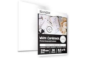 SANZIX 30 Sheets White Cardstock Paper 8.5 x 11-80lb 216 GSM Heavyweight Thick White Card Stock for Invitations, Menus, Scrapbooking, DIY Cards & Decorations | Cover Cardstock for Printers & Crafts