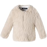 Tumaron Girls Faux Fur Fluffy Coat for 4-10 Years Winter Jacket Soft Lining Warm Outerwear