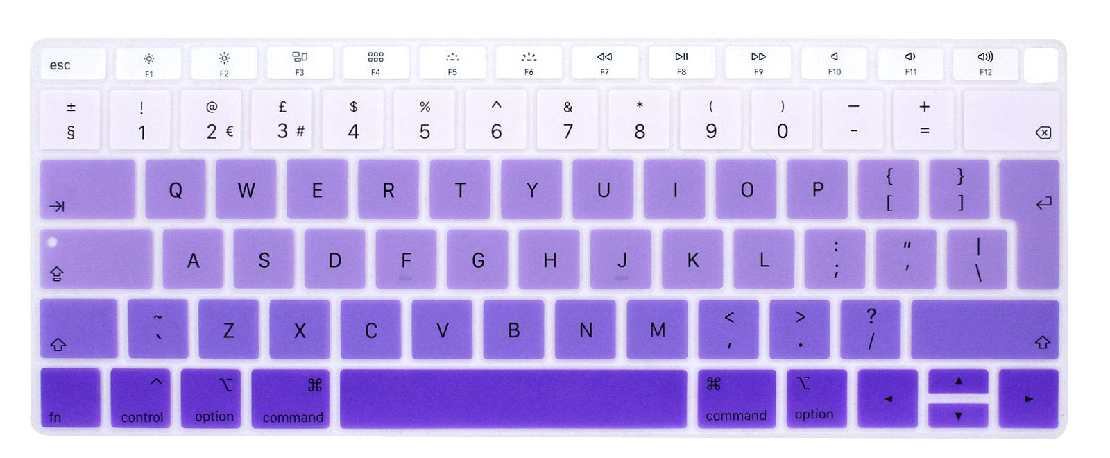 MMDW English Keyboard Cover Compatible with MacBook Air 2018 Release 13.3 inch A1932 with Retina Display and Touch ID Silicone Soft Protector European UK Version-Ombre Purple