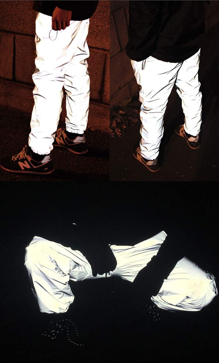 Reflective Pants Men Brand Hip Hop Dance Fluorescent Trousers Casual Harajuku Night Sporting Jogger Pants Gray: Clothing