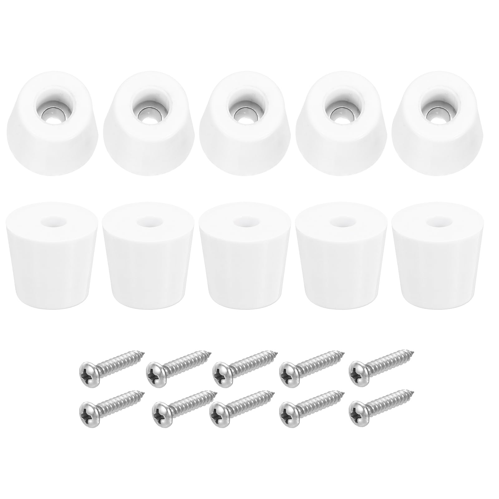 uxcell 10Pcs Rubber Bumper Feet, 17mm H x 19mm W Round Pads with Stainless Steel Washer and Screws for Furniture, Appliances, Electronics