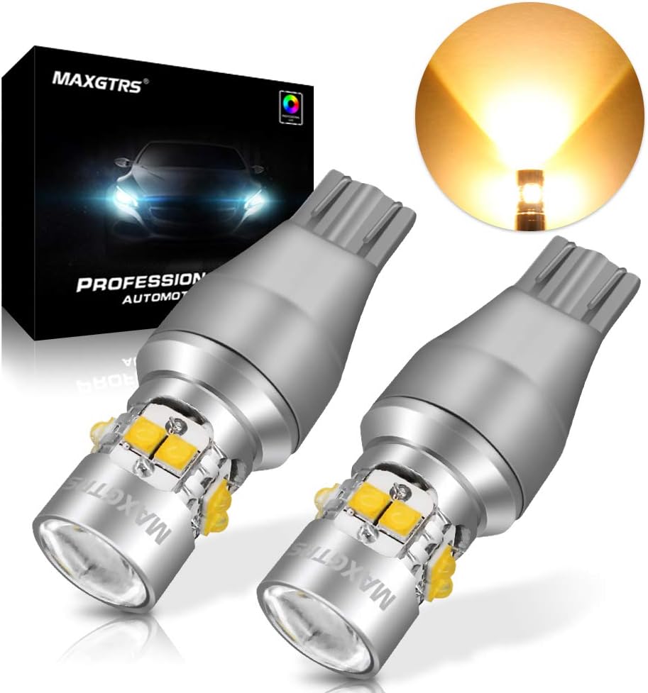 MAXGTRS W16W 921 T15 LED Bulb Cree Chip with Condenser Lens 4300K Warm White for Turn Signal Light Blinker Lights Running Lights 360-Degree Illumination