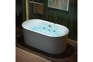 WOODBRIDGE 59" x 31-1/2" Whirlpool and Air Bath Heated Soaking Combination Tub with Adjustable Speed Air Blower and Display C