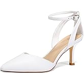 mysoft Women's Pumps Shoes Pointed Toe Kitten Low Heels Stiletto Ankle Strap Closed Toe Wedding Party Dress Sandals