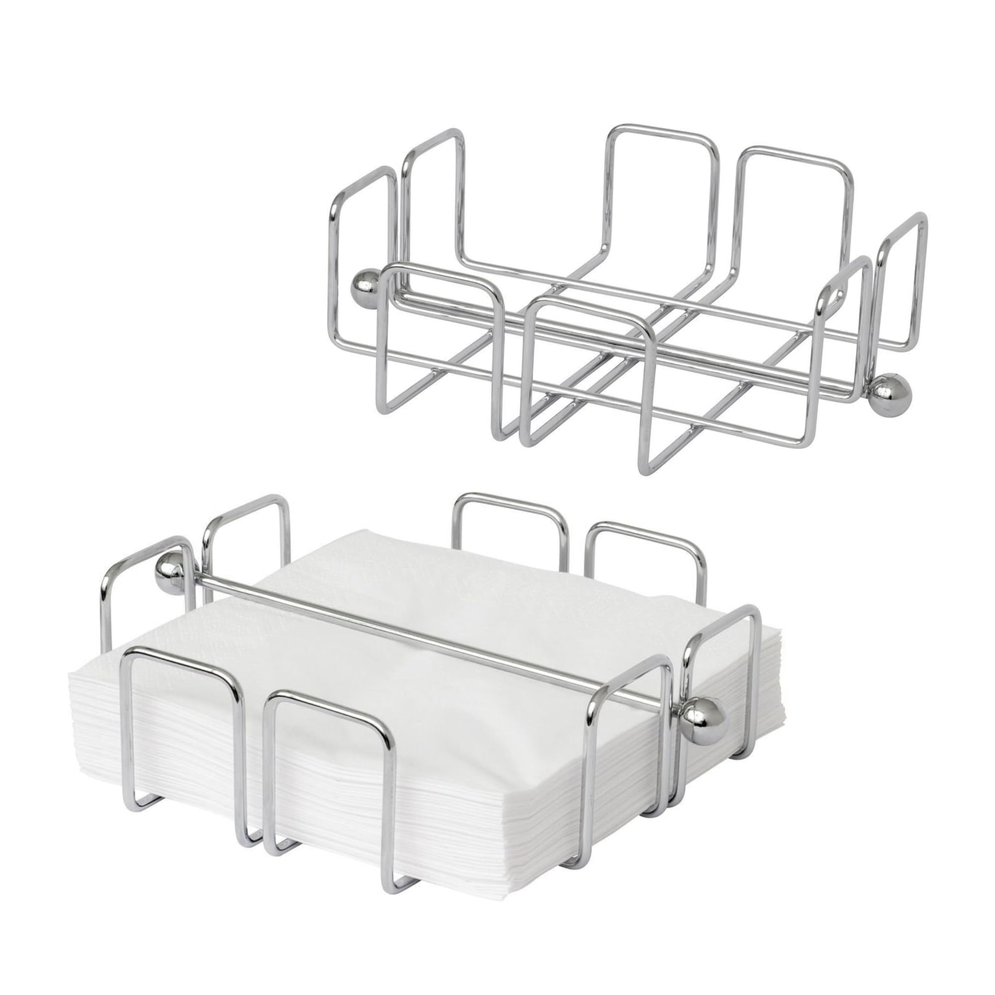 simplywire – Pack of 2 - Napkin/Serviette Holder with Weighted Bar – Chrome Coated Steel - Contemporary