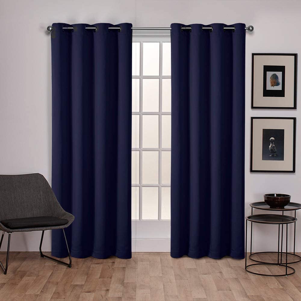 Exclusive Home Curtains Sateen Woven Blackout Grommet Top Panel Pair, Peacoat Blue, 52x96, 2 Piece — image 1