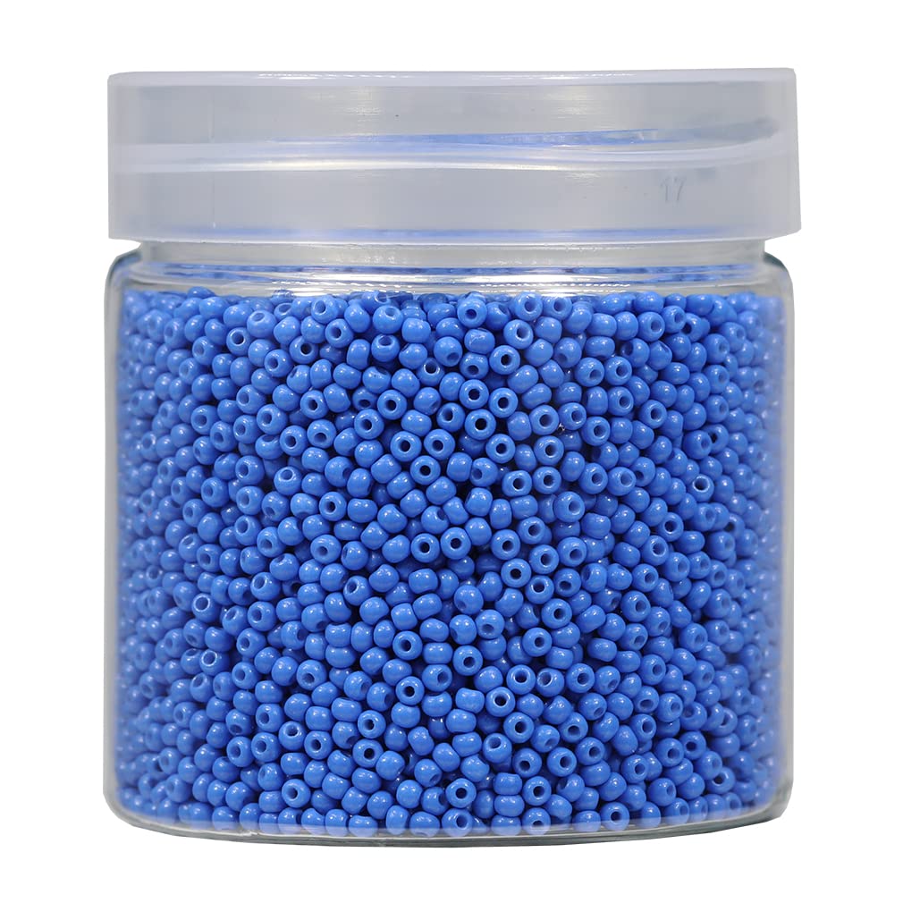 Bala&Fillic Size 2mm Round Seed Beads 10000pcs/110 Grams in Box 12/0 Blue Small Craft Seed Beads for Making Jewelry Earring Bracelets Necklace (Blue)