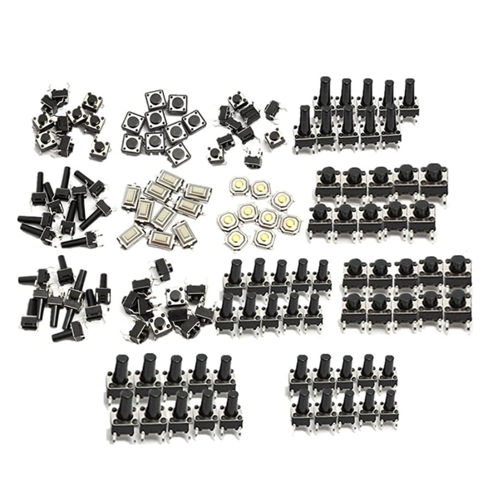 DollaTek 140pcs 14Types Momentary Tactile Push Button Switch Micro SMD SMT Tact Switches