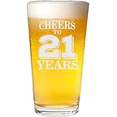 Veracco 21st Birthday Pint Glass – Cheers to 21 Years Beer Glass Gift for Him Her, Funny Twenty First Birthday Bar Cup