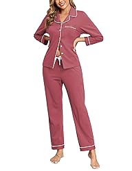 COLORFULLEAF Women's 100% Cotton Long Sleeve Pajama