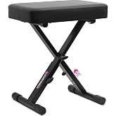 Liquid Stands Foldable Adjustable Piano Bench X-Style for Musicians | Portable padded X-style adjustable piano bench and keyboard bench for musicians, 17 x 12 in. seat, 16-20 in. height, 250 lb.