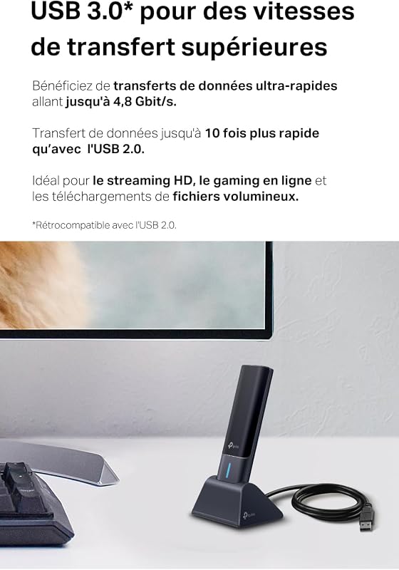 Clé WiFi 6E AXE5400 Tri-Bande USB, Archer TXE70UH
