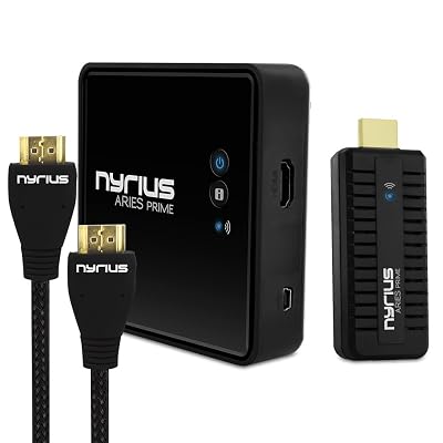 Nyrius Aries Prime Wireless Video HDMI Transmitter &amp; Receiver for HD 1080p Video Streaming with Bonus HDMI Cable
