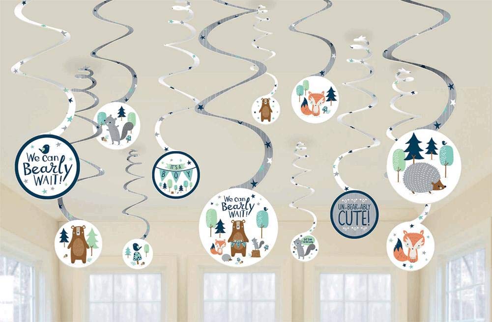 Amscan 672164 - Baby Shower Bear-ly Wait Hanging Swirl Decorations - 12 Pack