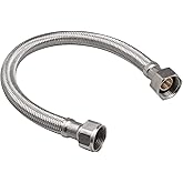 EZ-Fluid 18-Inch Braided Flexible Stainless Steel Water Heater Connector For Female Iron Water Pipes Fitting, 3/4-Inch FIP x 