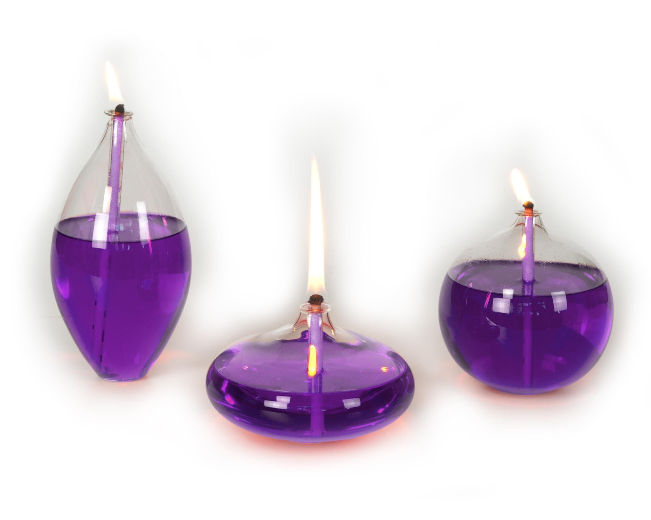 Handmade Glass Oil Lamps, Eden Set Transparent (Lilac)