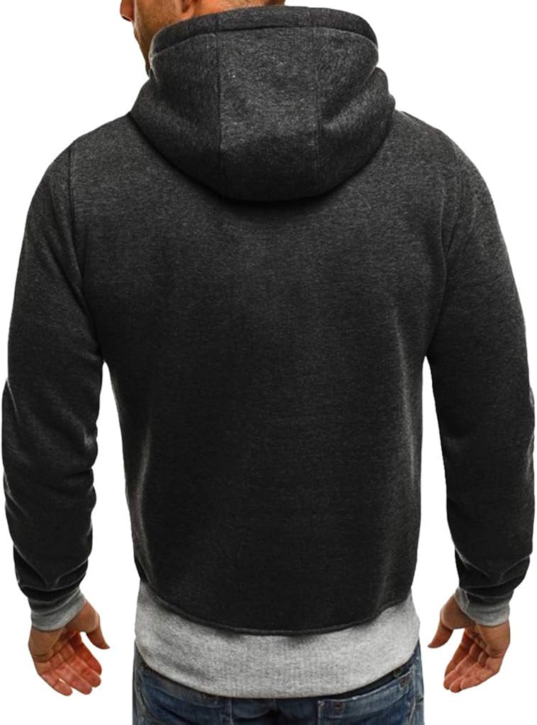 Uqiangy Men's Casual Slim Fit Fashion Solid Pullover Hoodie Windbreaker Pocket Sweatshirts Autumn Blouse Coat at  Men’s Clothing store