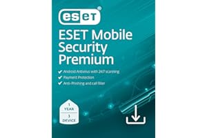 ESET Mobile Security Premium | Mobile Antivirus | 2024 Edition| 3 Devices | 1 Year | Privacy | Payment Protection | Antiphishing | Adware Detector