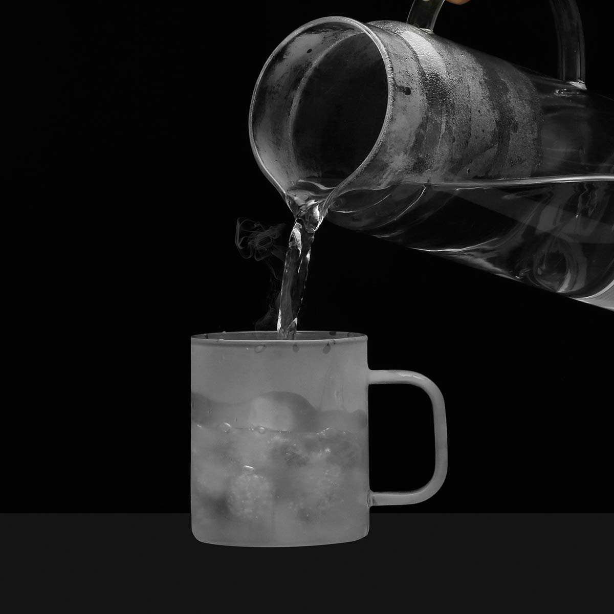 MIOCARO Glass Espresso Mug Coffee Cup Matt Tea Cup With Handle - 12 oz, Set of 2